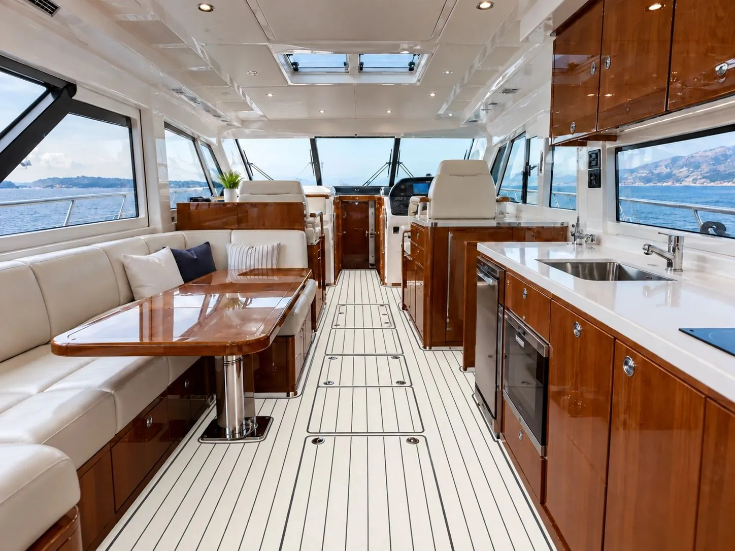 After: Yacht saloon and interior flooring, light cork