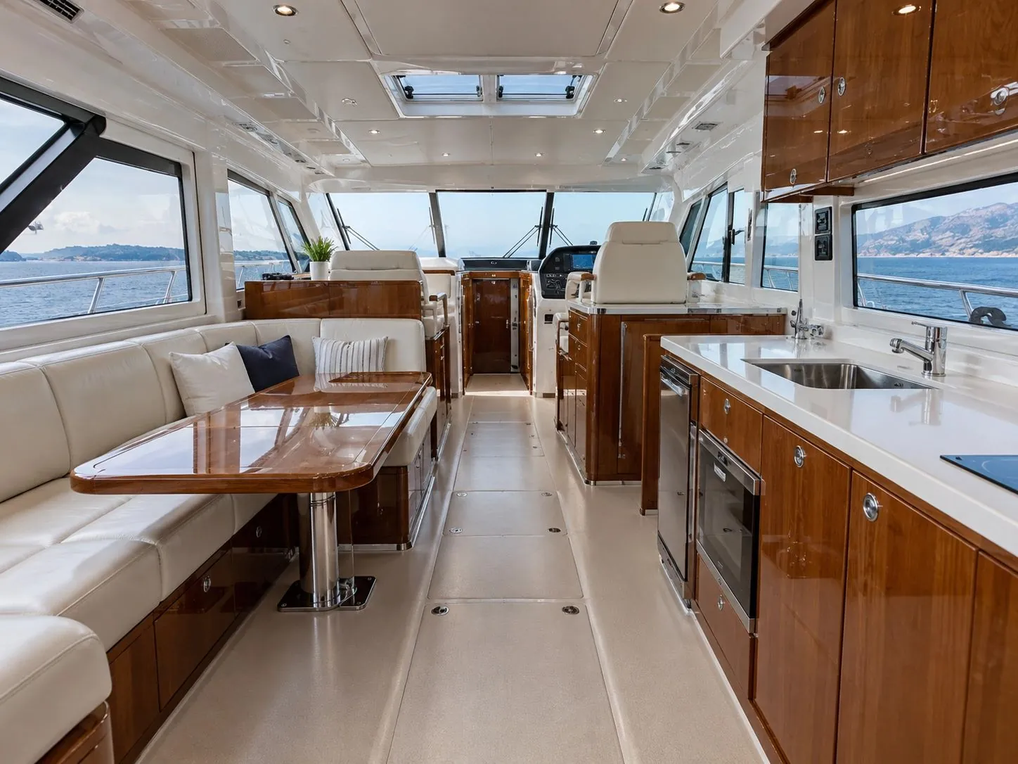 Before: Yacht saloon and interior flooring, original flooring